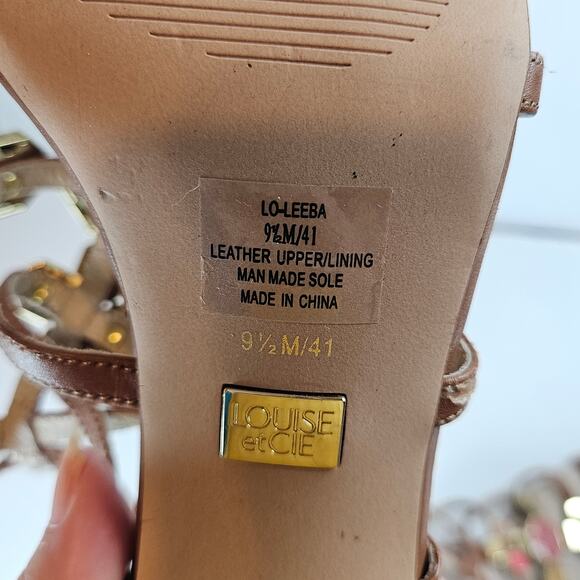 Louise et Cie Leather Strappy Block Heeled Sandals Leeba Women's 9.5 Party Work - Picture 10 of 12